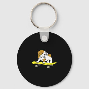 Bulldog Skateboarding Hunde Skater Bulldog Schlüsselanhänger