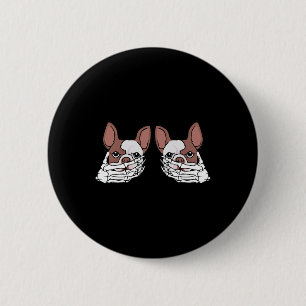 Bulldog Skeleton Hand auf BrustHalloween Button