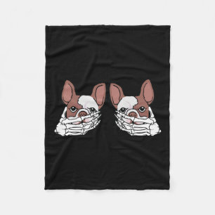 Bulldog Skeleton Hand auf BrustHalloween Fleecedecke