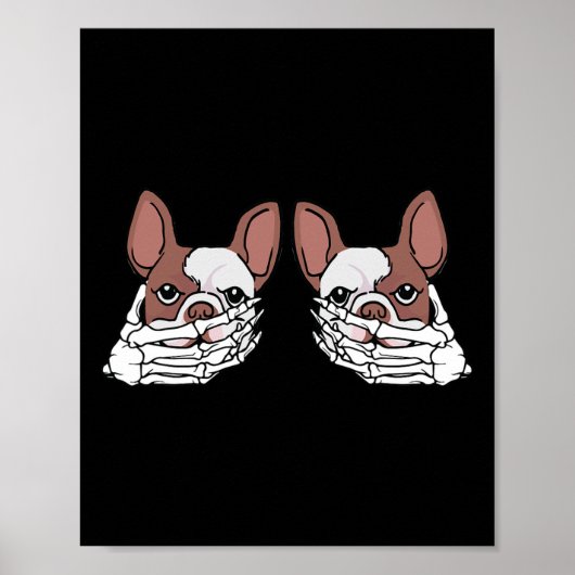 Bulldog Skeleton Hand auf BrustHalloween Poster (Vorne)