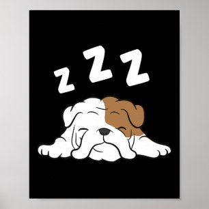 Bulldog Sleeping Bulldog Pajama Fun Bulldog Poster