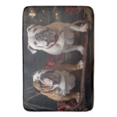 Bulldog Snowy Sleigh Weihnachtsdekor Badematte (Vorderseite Vertikal)