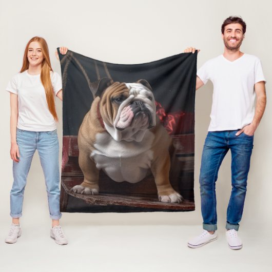 Bulldog Snowy Sleigh Weihnachtsdekor Fleecedecke (Beispiel)