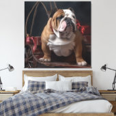 Bulldog Snowy Sleigh Weihnachtsdekor Leinwanddruck (Insitu (Schlafzimmer))