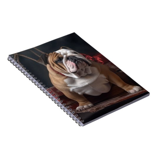 Bulldog Snowy Sleigh Weihnachtsdekor Notizblock (Rechte Seite)