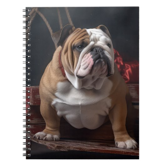 Bulldog Snowy Sleigh Weihnachtsdekor Notizblock (Vorderseite)