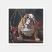Bulldog Snowy Sleigh Weihnachtsdekor Serviette (Vorderseite)