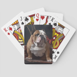 Bulldog Snowy Sleigh Weihnachtsdekor Spielkarten