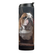 Bulldog Snowy Sleigh Weihnachtsdekor Thermosbecher (Nach links gedreht)