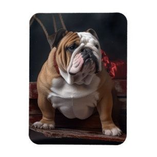 Bulldog Snowy Sleigh Weihnachtsdekoration Magnet
