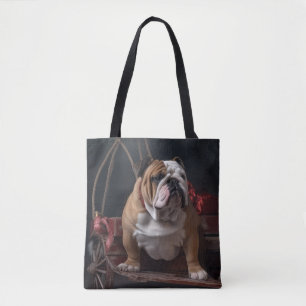 Bulldog Snowy Sleigh Weihnachtsdekoration Tasche