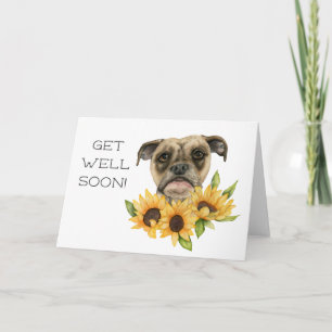 Bulldog Sonnenblumen Wasserfarbe   Gute Arbeit Karte
