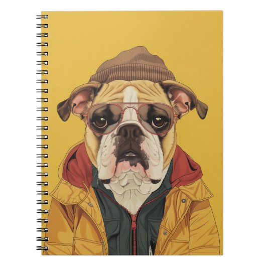 Bulldog Spiral Foto Notebook Notizblock (Vorderseite)