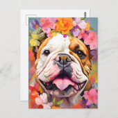 Bulldog Spring Flowers Postkarte (Vorne/Hinten)