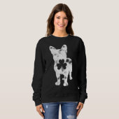 Bulldog St Patricks Day Boys Girls Kleeblatt Sweatshirt (Vorne ganz)