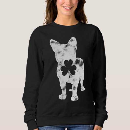 Bulldog St Patricks Day Boys Girls Kleeblatt Sweatshirt (Vorderseite)