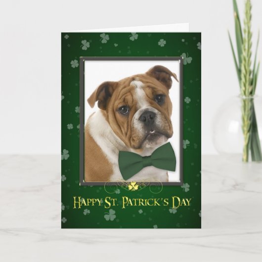 Bulldog St. Patrick's Day Card Karte (Vorderseite)