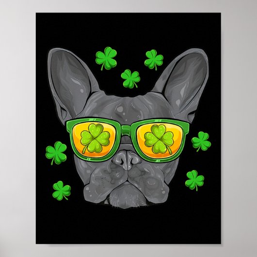 Bulldog St Patrick's Day Frenchie Lover Men Women Poster (Vorne)