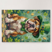 Bulldog St. Patrick's Day Lustiger Glückshund Puzzle (Horizontal)