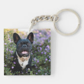 Bulldog-Stände in Blume Schlüsselanhänger (Rückseite)