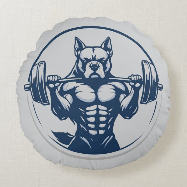 Bulldog Stärke Rundes Kissen (Vorderseite)