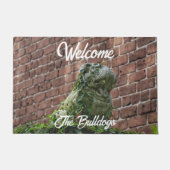 Bulldog Statuengarde Dog Red Brick Willkommen Fußmatte (Vorderseite)