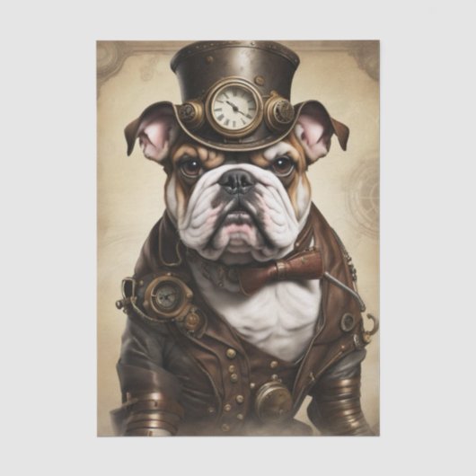 Bulldog-Steampunk-Decoupage-Papier Seidenpapier (Vorderseite)