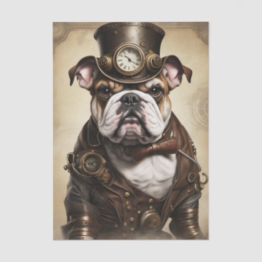 Bulldog Steampunk Decoupage Tissue Paper Seidenpapier (Vorderseite)