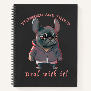 Bulldog Stubborn kümmert sich um Niedlichen, ersta Notizblock