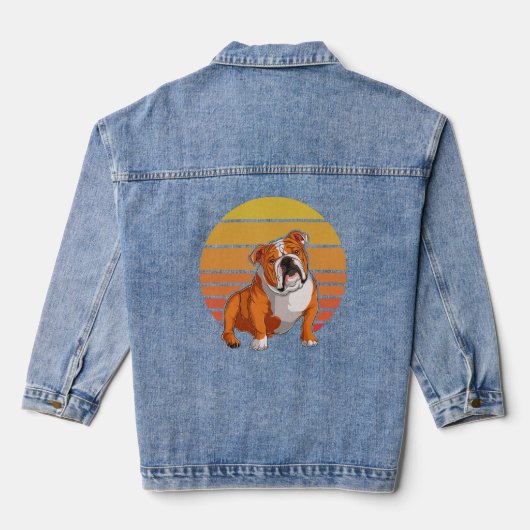 Bulldog Sunset Bulldog Besitzer Bulldog Lover Retr Jeansjacke (Rückseite)