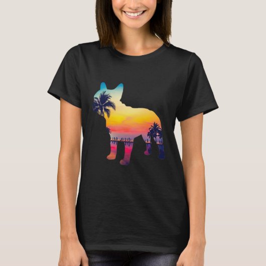 Bulldog Sunset Design T-Shirt (Vorderseite)