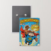 Bulldog Superhero Flying with Cape Button (Vorderseite/Rückseite)