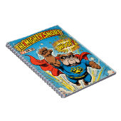 Bulldog Superhero Flying with Cape Notizblock (Rechte Seite)