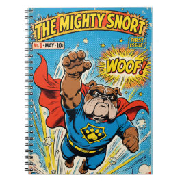 Bulldog Superhero Flying with Cape Notizblock