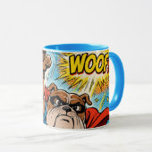 Bulldog Superhero Flying with Cape Tasse (VorderseiteRechts)