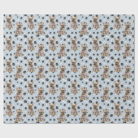 Bulldog Sweater Paw Print Pattern Geschenkpapier (Flach)