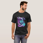 Bulldog Synthwave 80er Retrowave Ästhetik T-Shirt (Vorne ganz)