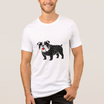 Bulldog-T-Shirt | Kawaii-Folk-Art-Hund-Grafik-Tee