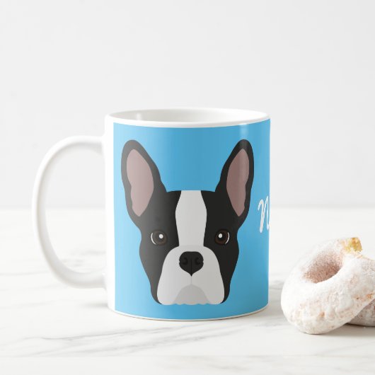 Bulldog-Tasse in Schwarz und Weiß Kaffeetasse (Mit Donut)