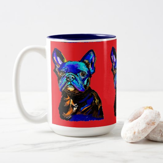 Bulldog-Tasse Zweifarbige Tasse (Mit Donut)