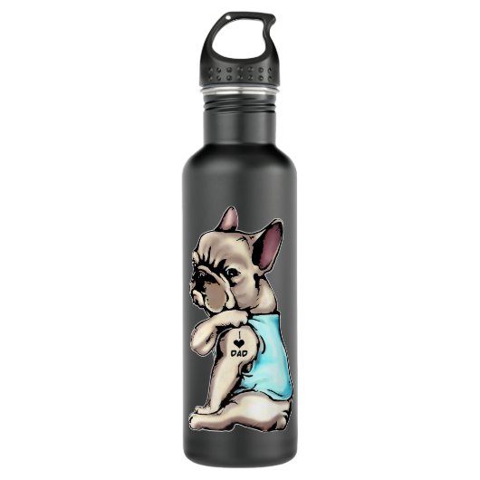 Bulldog Tattoos I Liebe Vater Sitzende Gift Fett Edelstahlflasche (Vorderseite)