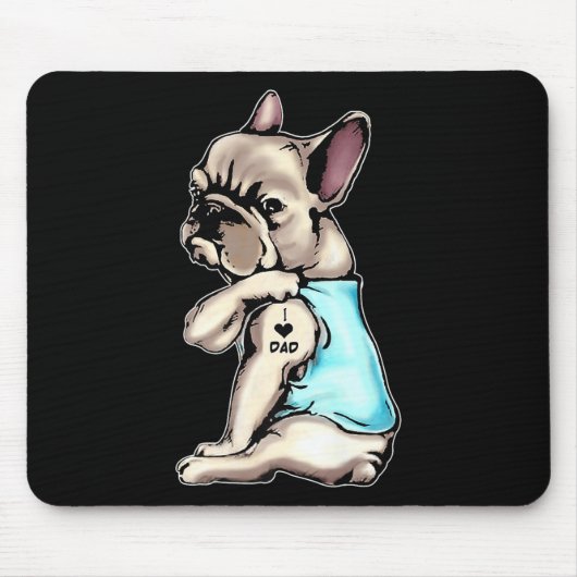 Bulldog Tattoos I Liebe Vater Sitzende Gift Fett Mousepad (Vorne)