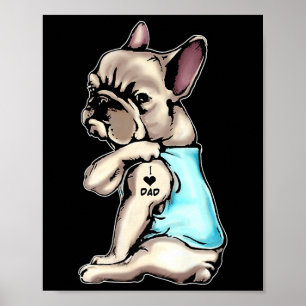 Bulldog Tattoos I Liebe Vater Sitzende Gift Fett Poster