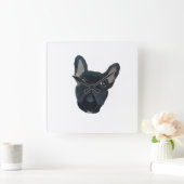 Bulldog-Tier Quadratische Wanduhr (Zuhause)