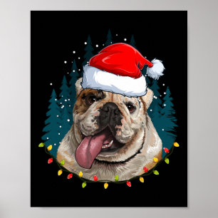 Bulldog Tragen von Weihnachtsmannmütze Xmas - Bull Poster