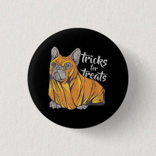 Bulldog-Tricks für Leckereien Niedliche Halloween- Button