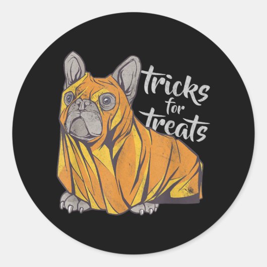 Bulldog-Tricks für Leckereien Niedliche Halloween- Runder Aufkleber (Vorderseite)