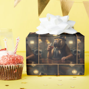 Bulldog trinkt Whiskey in den 1920er Jahren Speake Geschenkpapier