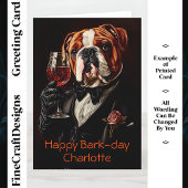 Bulldog, Tuxedo, Bow Krawatte Wine CR8 Custom Birt Karte