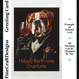 Bulldog, Tuxedo, Bow Krawatte Wine CR8 Custom Birt Karte